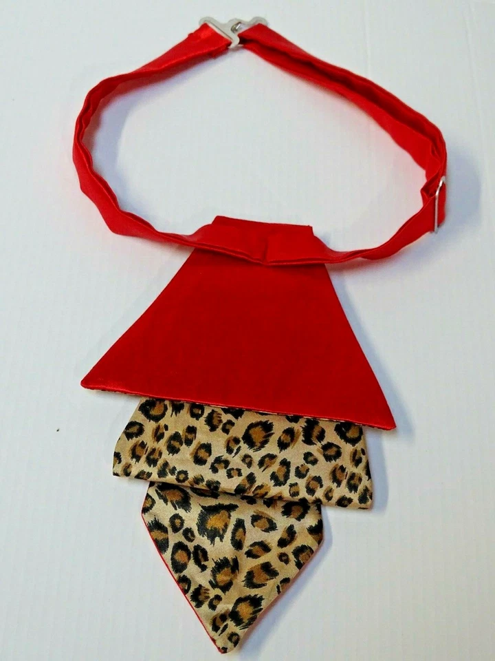 Custom Handmade 3-layer Red Leopard tie Necktie Vintage style Wedding Prom Gift - Image 4 of 4