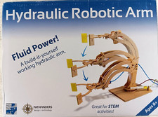 Hydraulic Robotic Arm Wooden Kit STEM Educational Engineering Toy, new open box.