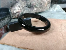 Wyoming Black Jade Bangle Bracelet 54.5mm x 12 From Rough Wyoming Jade Slab