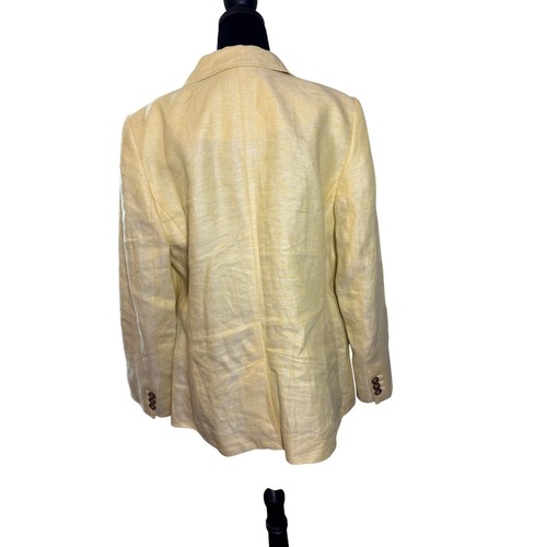 Talbots Linen Blazer Single Button Jacket Business Casual Yellow Size 12 - Picture 3 of 9