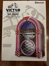NEW Victor Wilshire Jukebox Bluetooth Speaker Radio Multicolor Lights LED Wood