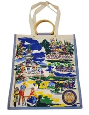 PGA Golf Tour Canvas Tote Wood  Handles Sholder Strap Reusable Golf Bag Golf Bag