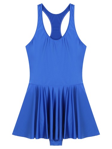 Sexy Women Shiny Gloss Sports Yoga Ballet Tank Leotard Dress Pleated Mini Skirt - Picture 13 of 110