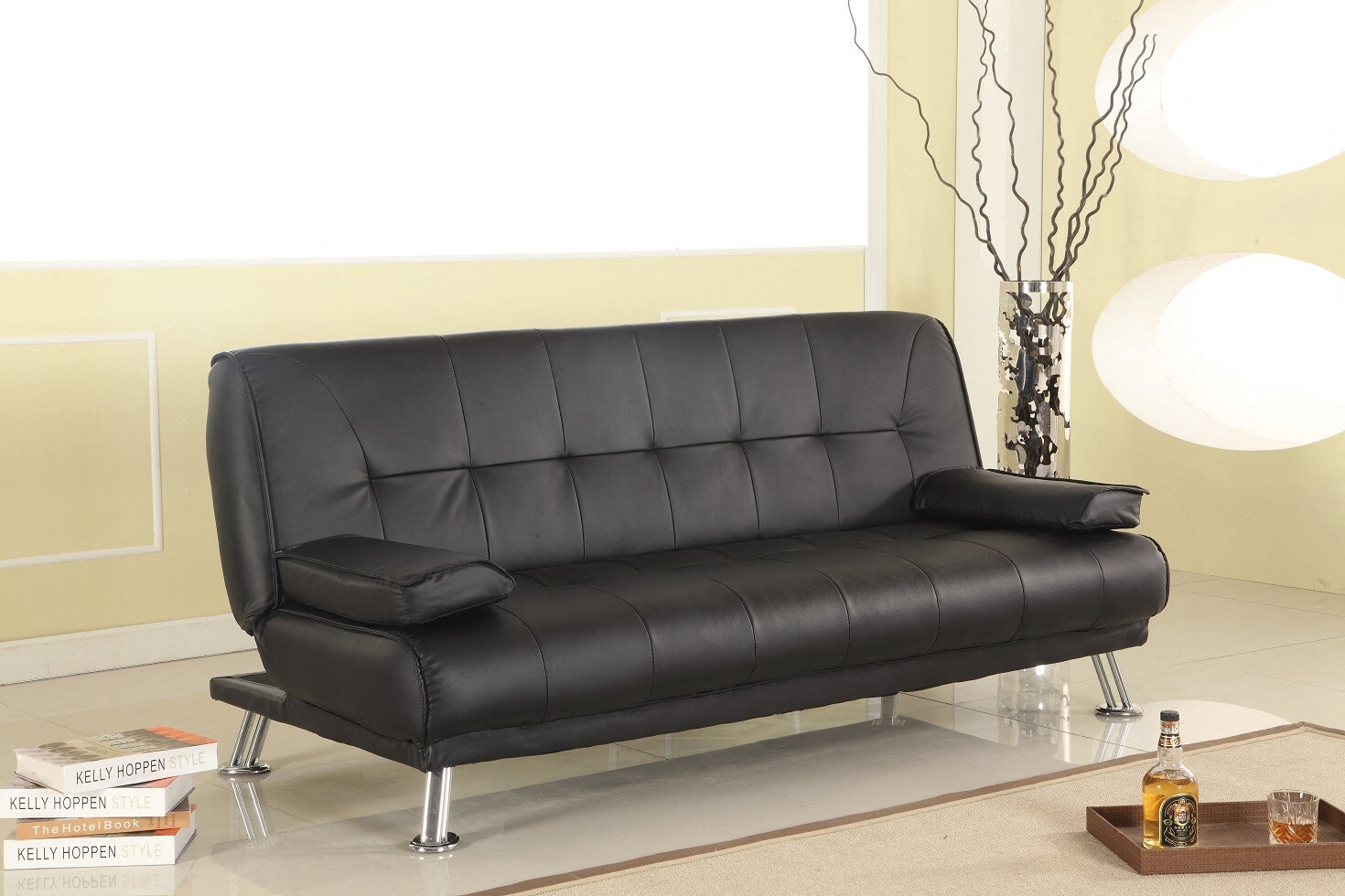 Veelar Modern Faux Leather 3 Seater Sofa Bed Baci Living Room