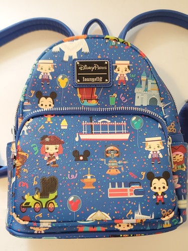 Mini Mochila Azul Loungefly Mickey & Friends Exclusiva Parques Disney Limpia Usada en Excelente Condición - Imagen 8 de 9