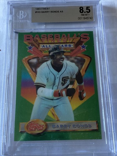 RARE-1993 BARRY BONDS Topps Finest All-stars #103- Graded- 8.5