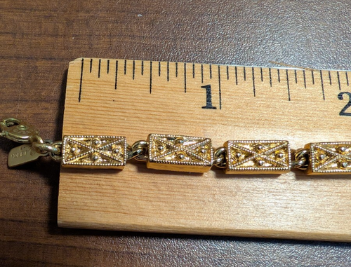 MONET Necklace Gold-Tone Metal Long Rectangular Box Links w/X*Dot Designs - Picture 14 of 16