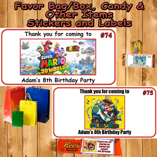 Super Smash Mario Brothers Birthday Stickers 1 Sheet Round Favor Labels Persz - Picture 10 of 12