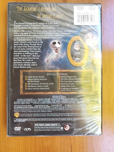 Tim Burtons Corpse Bride DVD Johnny Depp NEW / SEALED Halloween Movies Burton - Imagen 3 de 3