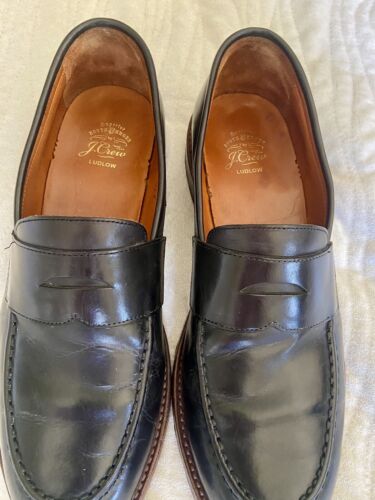J Crew Ludlow Men's Dress Shoes Penny Loafers Black Leather 12D/11.5C - Foto 1 di 11