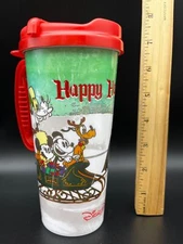 Disney Parks "Happy Holidays" Sleigh Ride Refillable Travel Mug Cup w/ Lid