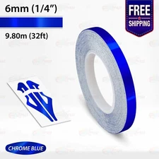 CHROME BLUE 1/4" PIN STRIPE Car Model Motorcycle Decal TAPE Vinyl Sticker 6mm