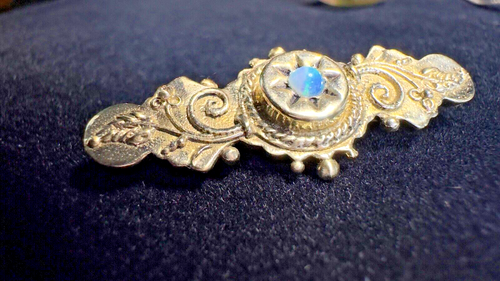 Authentic Y GOLD 14k & Persian Turquoise Victorian Style Bar Brooch Pin Pendant - Picture 17 of 17
