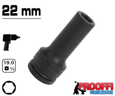 KRAFT Power Schlagschrauber Nuss 3/4'' Stecknuss 22 mm Steckschlüssel 6-Kant Lang