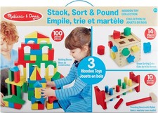 Melissa and Doug Value Set 3 Toy Gift Set Stack Sort Pound Wooden Toy Collection