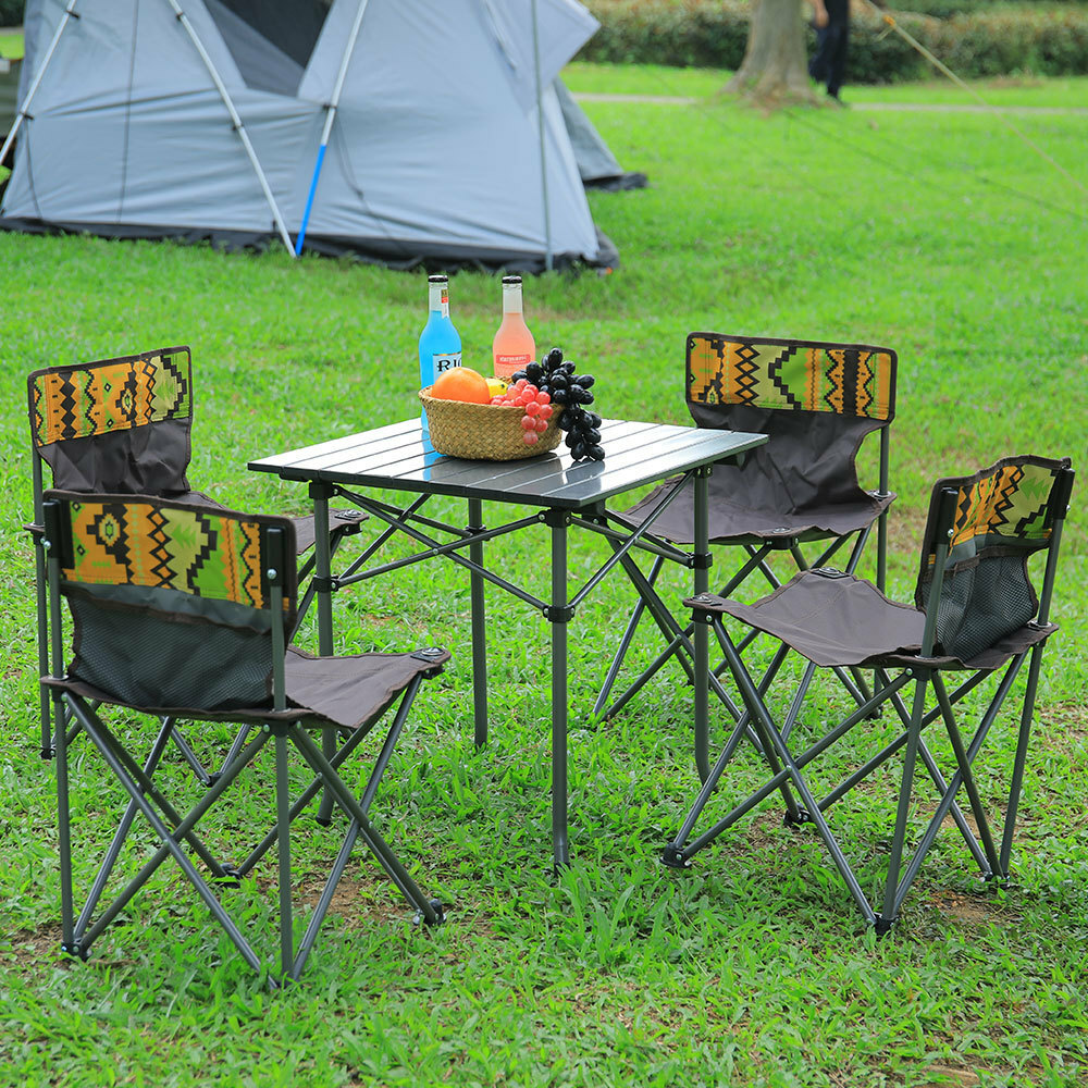 5pcs Folding Table Chairs Portable Outdoor Set Camping Picnic Party Dining  Kit