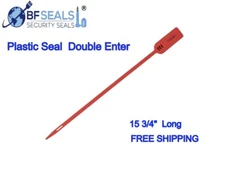 Plastic Security Seal, 100 pcs, Double Enter 15 3/4" Numbered, RED color, 