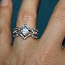 fashion topaz Cz ring gemstone silver jewelry elegant Engagement Evening 5.5 8