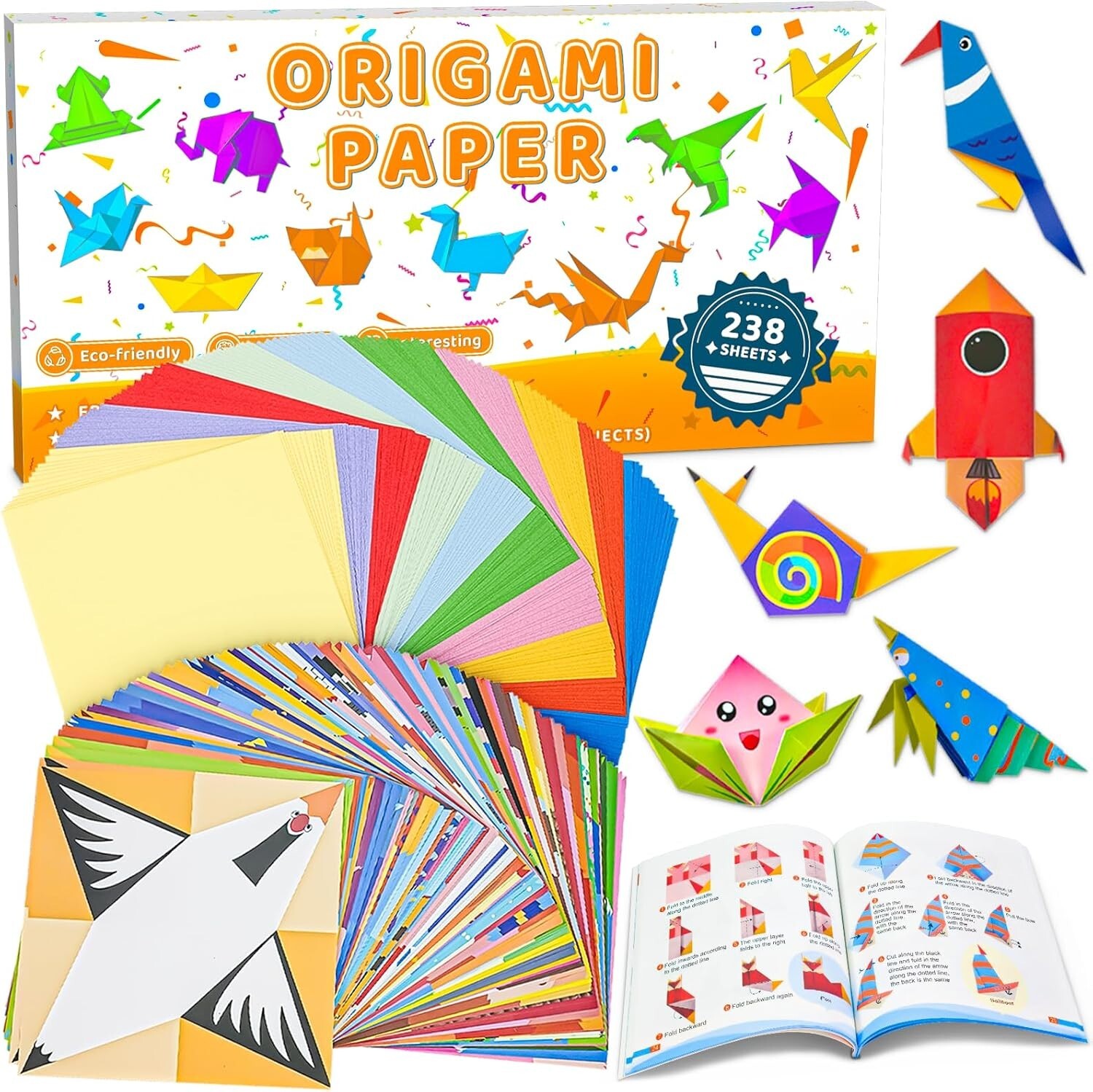 238 Sheets Origami Paper, origami kit for kids with 54 Patterns Art Projects Col