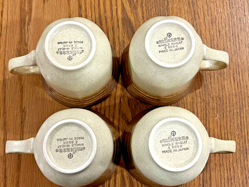 NEW* SET of 4 Vintage Mikasa WHOLE WHEAT E8000 Cups & Saucers & CREAMER - Picture 6 of 11
