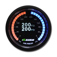 52mm Digital Dual Air Pressure Gauge 200 PSI White OLED Air Ride Suspension