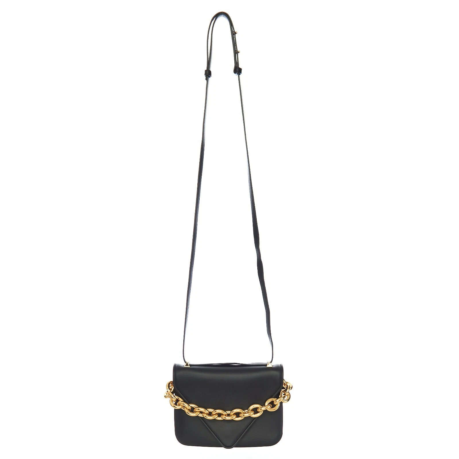 Bottega Veneta — BOTTEGA VENETA 3300$ 'MOUNT' Small Envelope Chain Bag In Black Leather