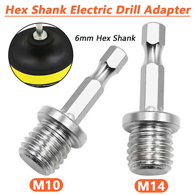 M10 M14 Thread 1/4'' Hex Shank Electric Adapter Drill for Polishing Backing Pads
