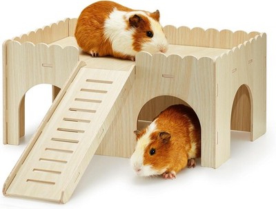 JWShang großes Meerschweinchenhaus aus Holz, Versteckhütte mit Höhlentreppe, 