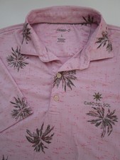 Mens Large Johnnie O Henrick Polo Shirt SS pink hawaiian Cabo Del Sol