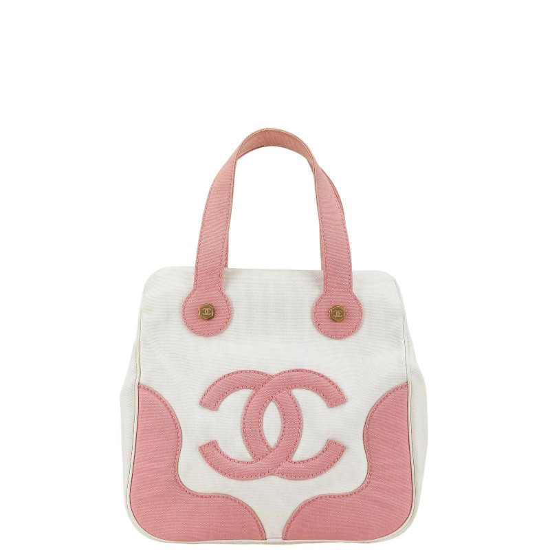 Chanel Marshmallow Tote Bag in White Pink Canvas A24224 Pre-Owned Women Handbag