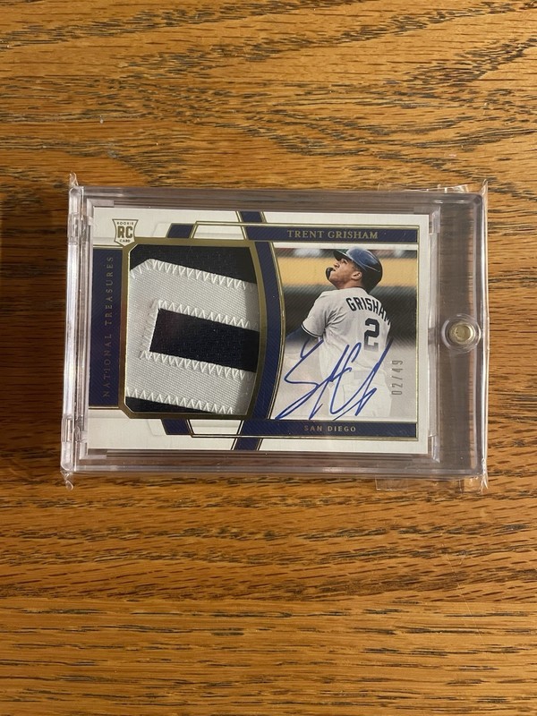 Trent Grisham 2020 Panini National Treasures #159 Rookie Material Patch Auto /49