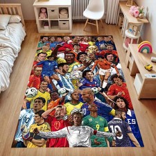 Soccer Theme Area Rug, Colorful Sports Fan Carpet, Washable Non Slip Floor Mat