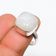 Rainbow Moonstone Gemstone 925 Sterling Silver Jewelry Ring Size 6.5 Z068