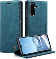 HandyhüLle Klappbar Premium Leder BlaugrüN Flip Case Mit Kartenfach FüR Galaxy
