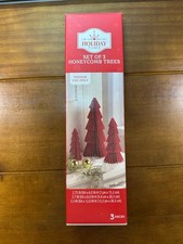 Set 3 Holiday Time Red Honeycomb Paper Trees Christmas Decor TikTok