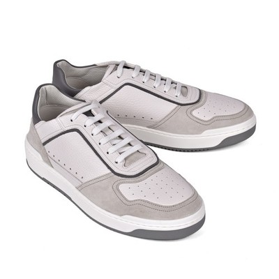 BRUNELLO CUCINELLI MEN'S LIGHT GREY LEATHER SNEAKERS MSRP $1095