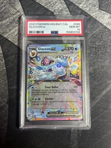 Glaceon ex - Holiday Calendar 026/131 Sv: Prismatic Evolutions PSA 10 Pokemon