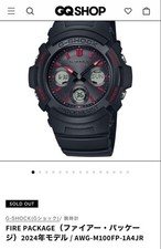Casio G-Shock AWG-M100FP-1A4JR Fire Package Men's Watch Black & Red Used