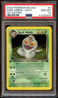 PSA 10 GEM MINT Dark Arbok 2/82 HOLO Team Rocket 1ST EDITION