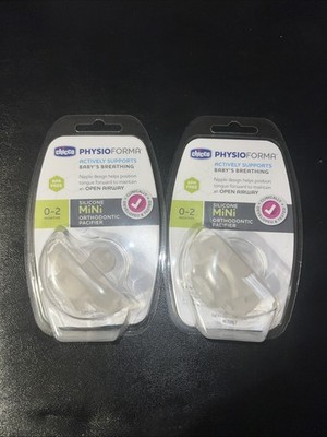 2 Chicco PhysioForma Silicone Orthodontic Pacifier 0-2 Months Open Airway NEW