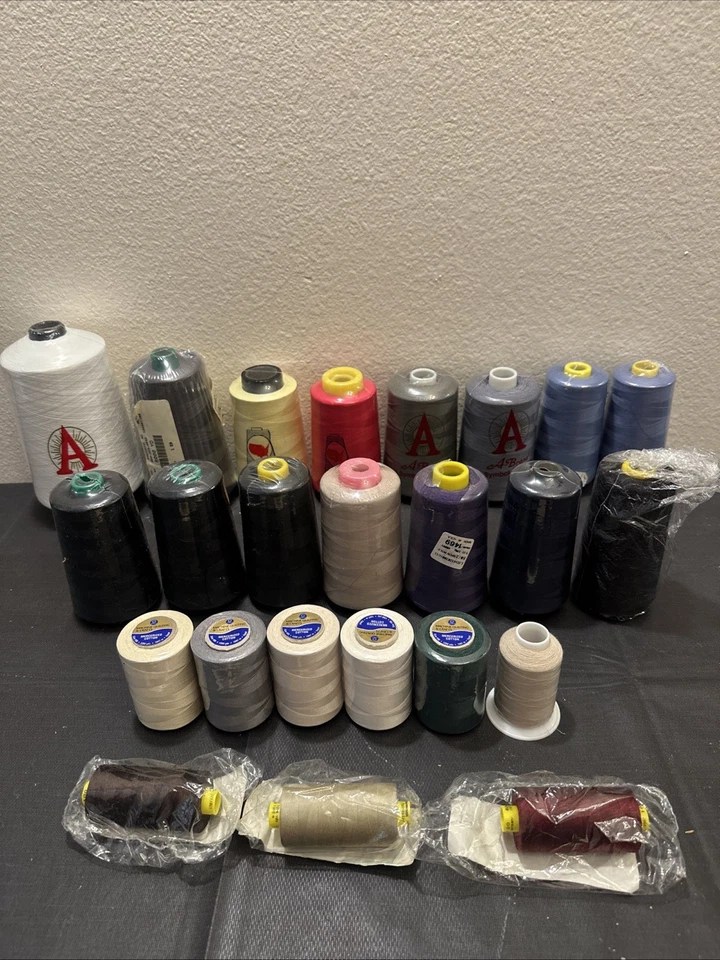 Lot Of 24 NEW Bonded Polyester Sewing Thread Multi Colored Sized Spools BUNDLE - Image 2 of 4