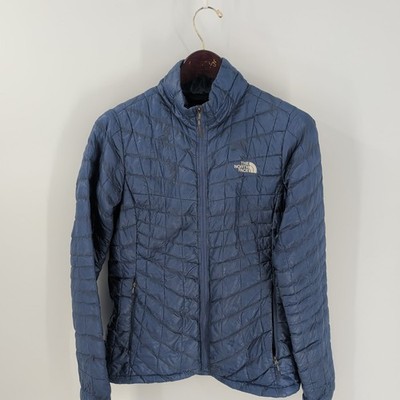 The North Face Thermobal Zip Quilted Zip Pockets Puffer Jacket Navy Blue Sz XS