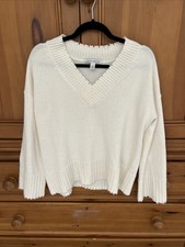 Autumn Cashmere Cream 100 Pure Cashmere V-Neck Pullover Sweater Women s XS Cozy