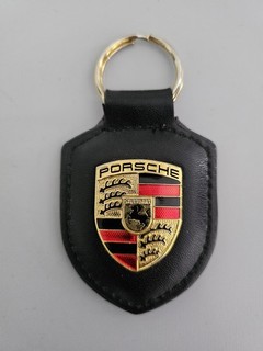 Schlüsselanhänger Porsche Wappen 911/Boxster/Cayman schwarz Leder