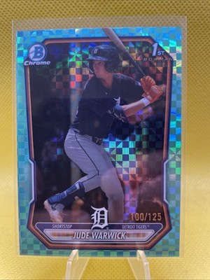 Jude Warwick 2026 Bowman Chrome Prospects Aqua X-Fractor #BCP-58 Detroit Tigers