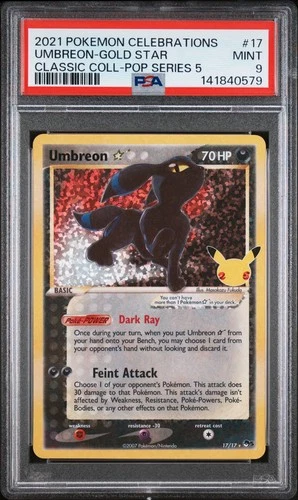 Umbreon Gold Star 17/17 Celebrations PSA 9 25th Anniversary Pokemon Card Game #2