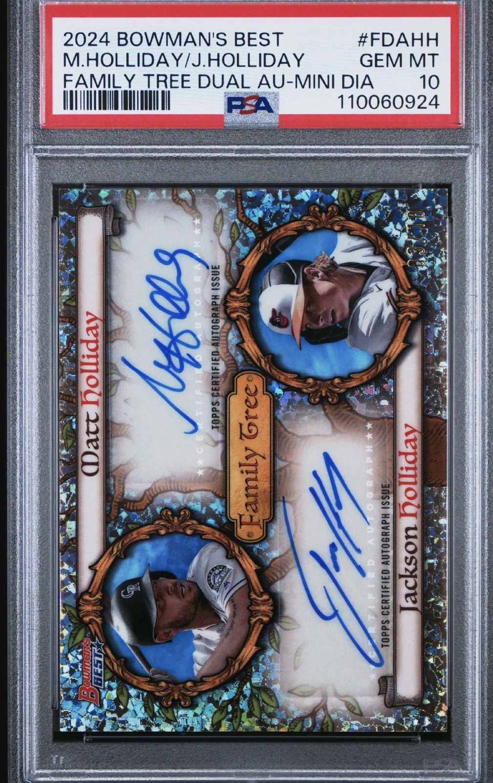 2024 Bowman’s Best M. Holliday/J. Holliday Family Tree Dual Autograph 03/10 view 1