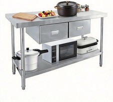 Stainless Steel Table with 2 Drawers 48" x 24" Prep Table for Commercial