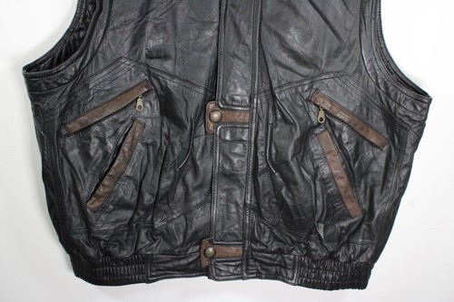 Real Leather Utility Gilet Mens Relaxed XL Black Biker Shooting Fishing Pockets - Picture 3 of 14