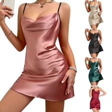 Sexy Silk Chemise Nightgown For Women Sleepwear Satin Dress Babydoll Pajamas Set